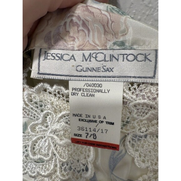 Vintage Jessica McClintock Gunne Sax Strapless Tiered Brocade Dress Size 7/8 - Picture 5 of 8